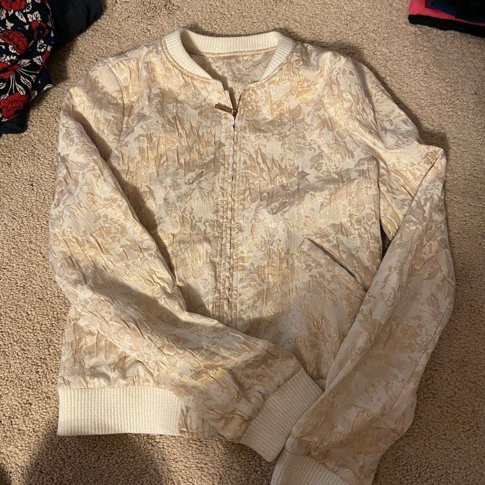 Gold Patterned Bomber With Pockets - image 1